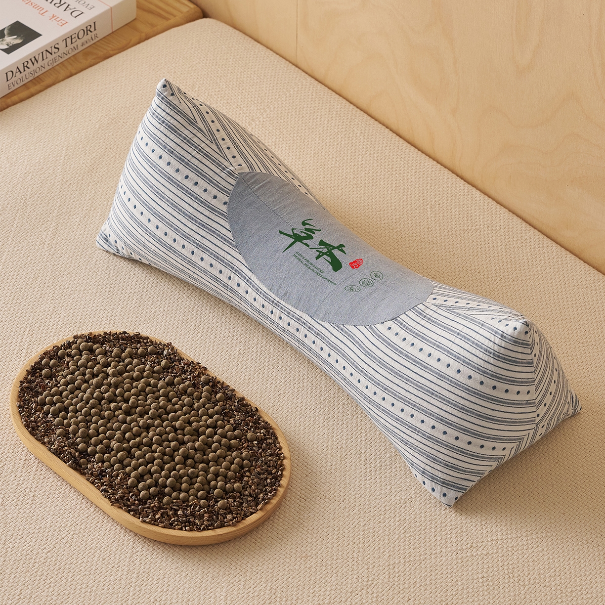 91家纺网 家纺一手货源 找家纺 乐可 2026新款彩条三角枕荞麦枕香丸枕枕头枕芯 彩条三角枕-荞麦款-蓝