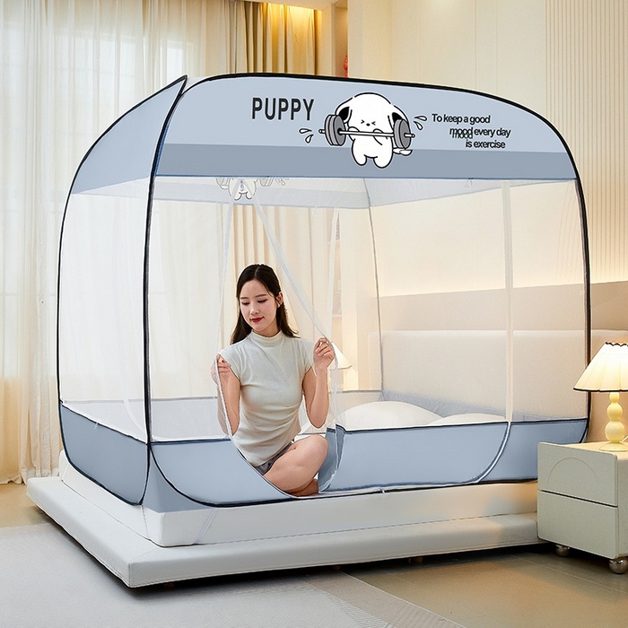 91家纺网 家纺一手货源 找家纺 （总）海虹 2026新款海虹防尘大顶免安装无荧光双丝帐纱防摔蚊帐