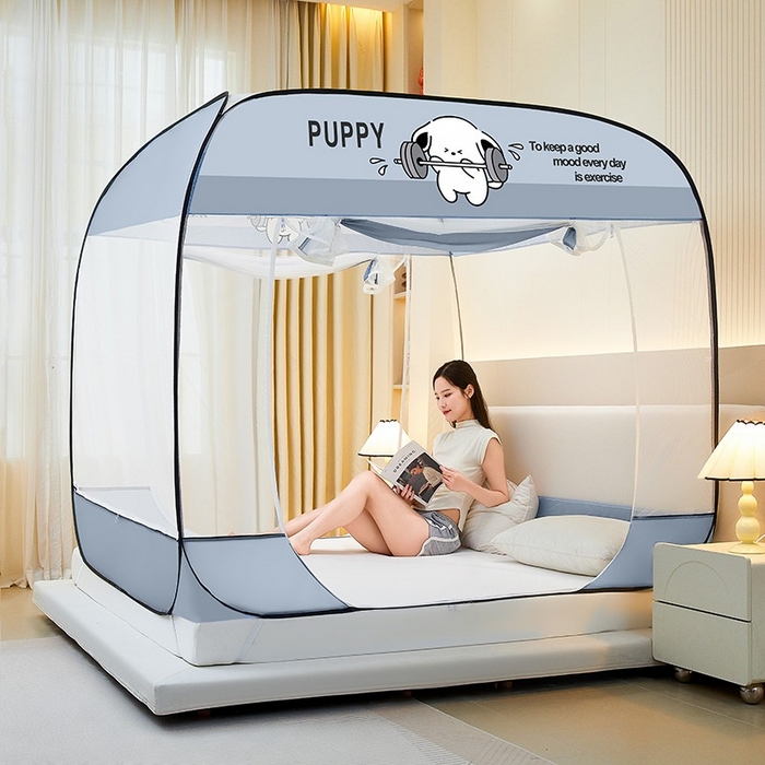 91家纺网 家纺一手货源 找家纺 （总）海虹 2026新款海虹防尘大顶免安装无荧光双丝帐纱防摔蚊帐