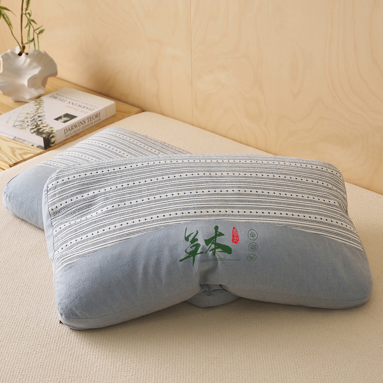 91家纺网 家纺一手货源 找家纺 （总）乐可 2026新款彩条双拼枕荞麦枕香丸枕枕头枕芯