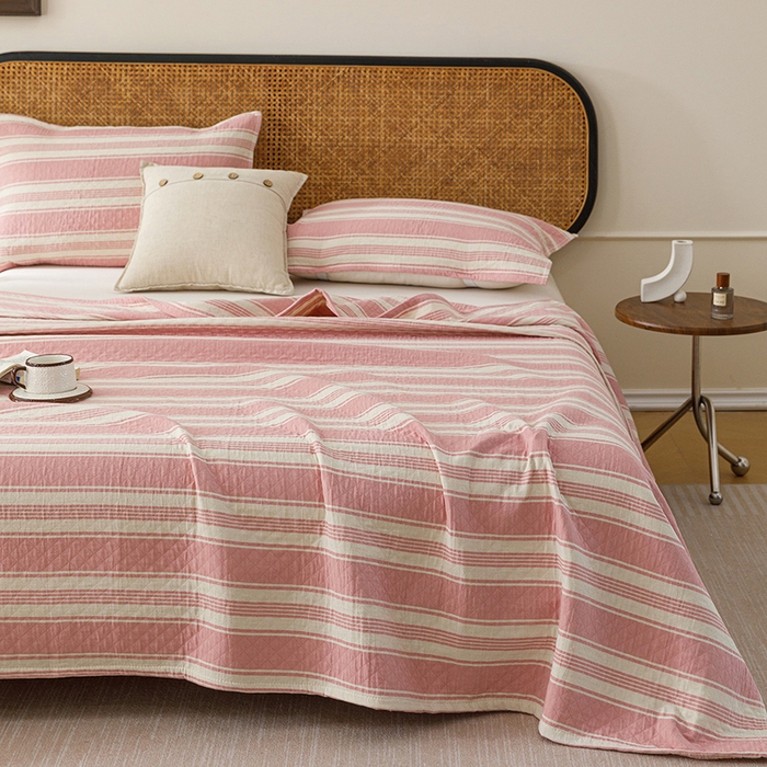 91家纺网 家纺一手货源 找家纺 （总）悦然毛巾被 2026新款条纹全棉纯棉色织三层纱毛巾被休闲盖毯毯子