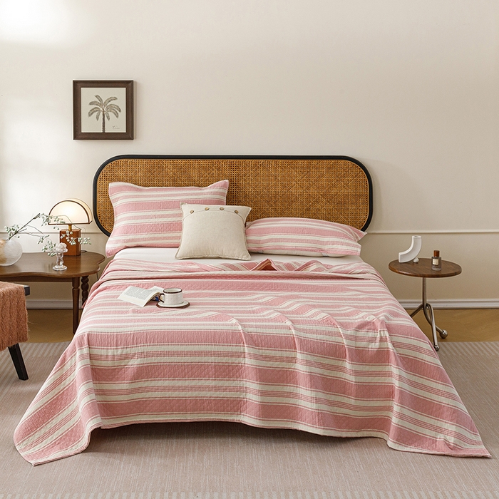 91家纺网 家纺一手货源 找家纺 （总）悦然毛巾被 2026新款条纹全棉纯棉色织三层纱毛巾被休闲盖毯毯子