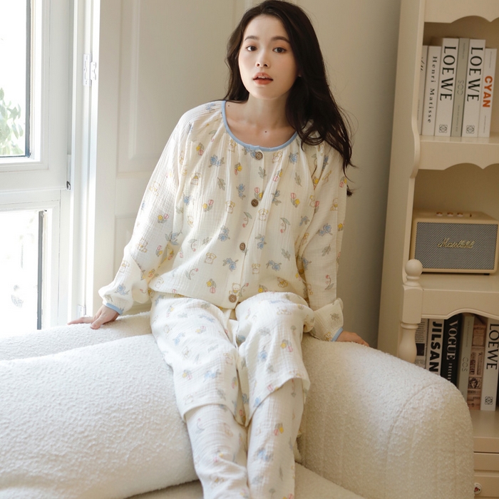 91家纺网 家纺一手货源 找家纺 （总）洛兰沙家居馆 2026新款带胸垫纯棉纱布月子服待产裙春夏秋季孕妇哺乳睡裙喂奶医院进产房