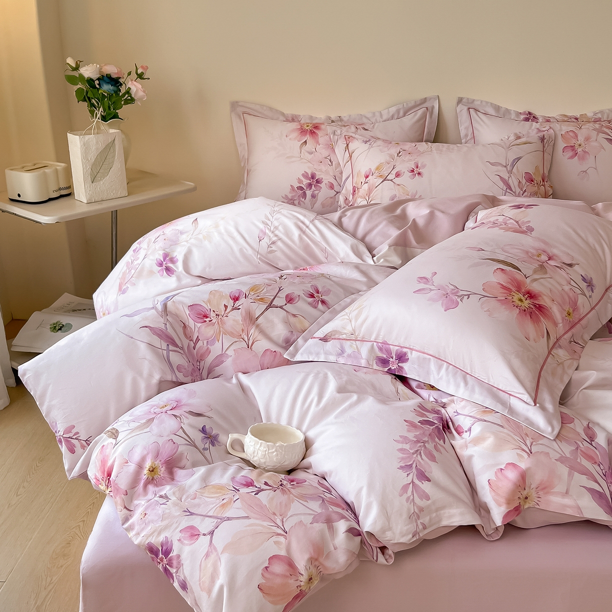 91家纺网 家纺一手货源 找家纺 （总）帛美家纺 2026新款小清新全棉纯棉印花四件套