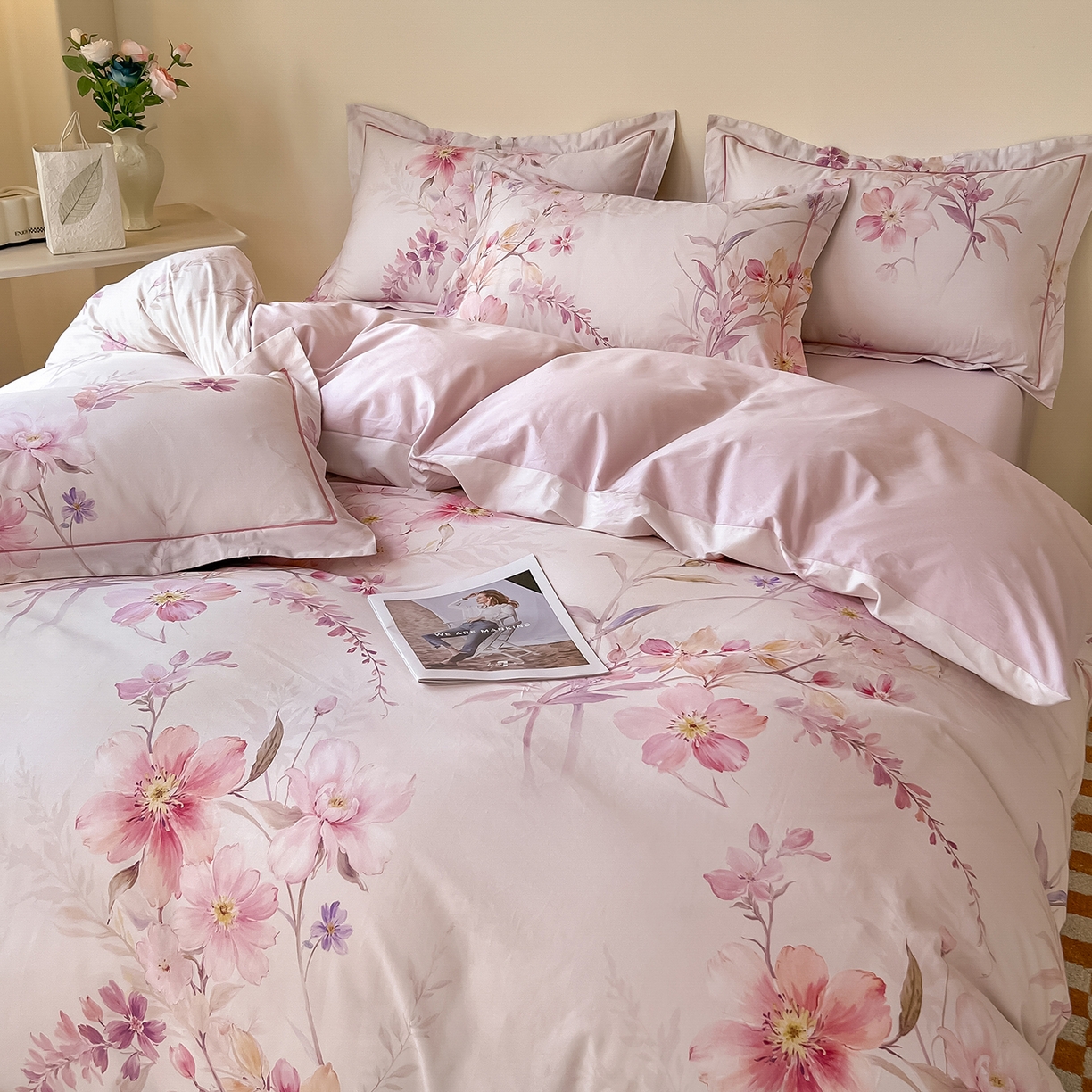 91家纺网 家纺一手货源 找家纺 （总）帛美家纺 2026新款小清新全棉纯棉印花四件套