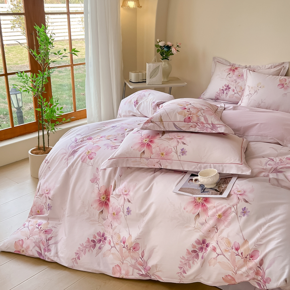 91家纺网 家纺一手货源 找家纺 （总）帛美家纺 2026新款小清新全棉纯棉印花四件套