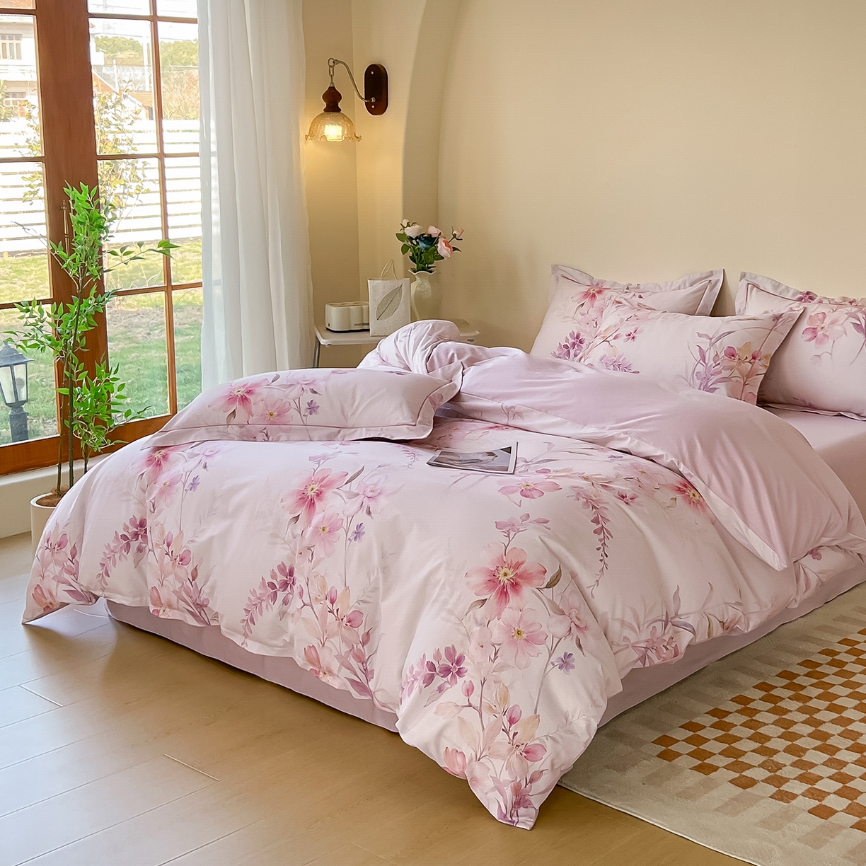 91家纺网 家纺一手货源 找家纺 （总）帛美家纺 2026新款小清新全棉纯棉印花四件套