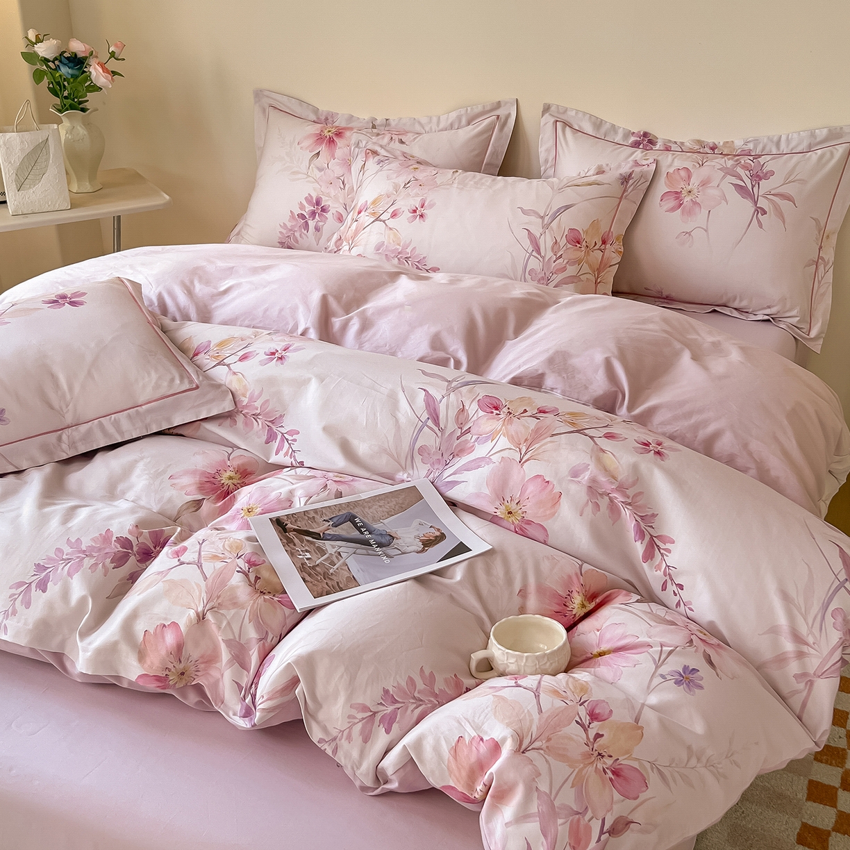 91家纺网 家纺一手货源 找家纺 （总）帛美家纺 2026新款小清新全棉纯棉印花四件套