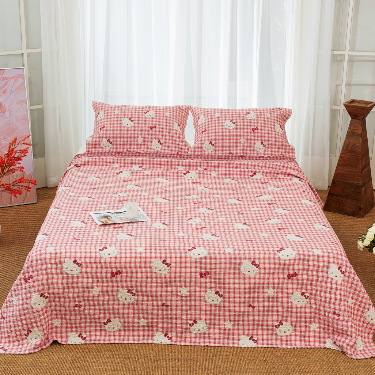 91家纺网 家纺一手货源 找家纺 （总）松色家居 2026新款全棉多层纱的全棉色织提花床盖