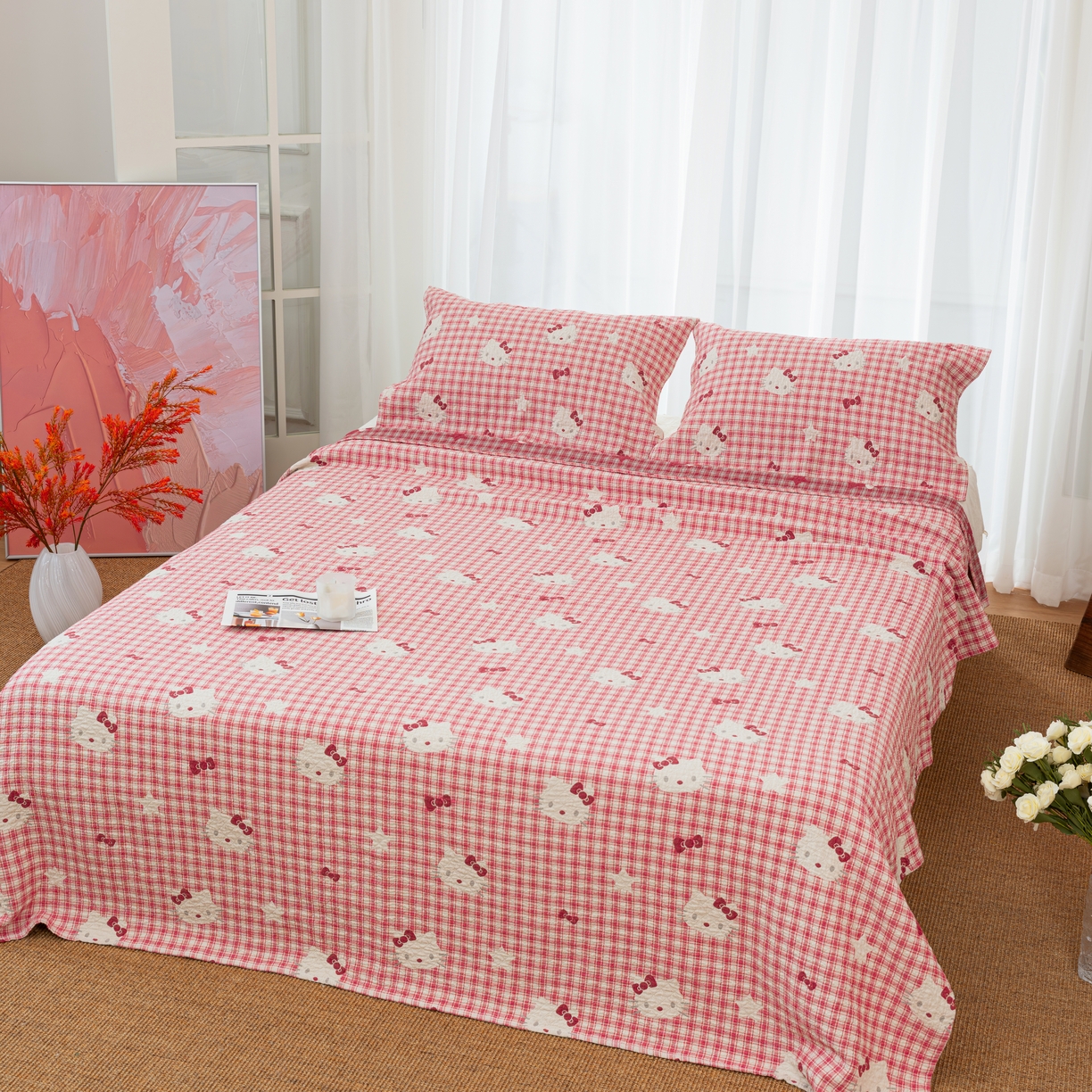 91家纺网 家纺一手货源 找家纺 （总）松色家居 2026新款全棉多层纱的全棉色织提花床盖