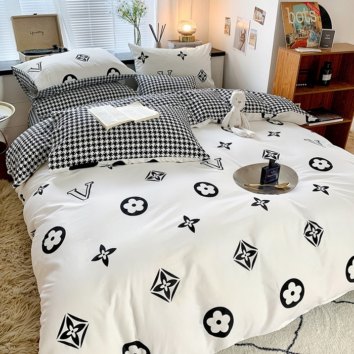 91家纺网 家纺一手货源 找家纺 （总）朵希曼 2026新款全棉北欧黑白极简系列四件套