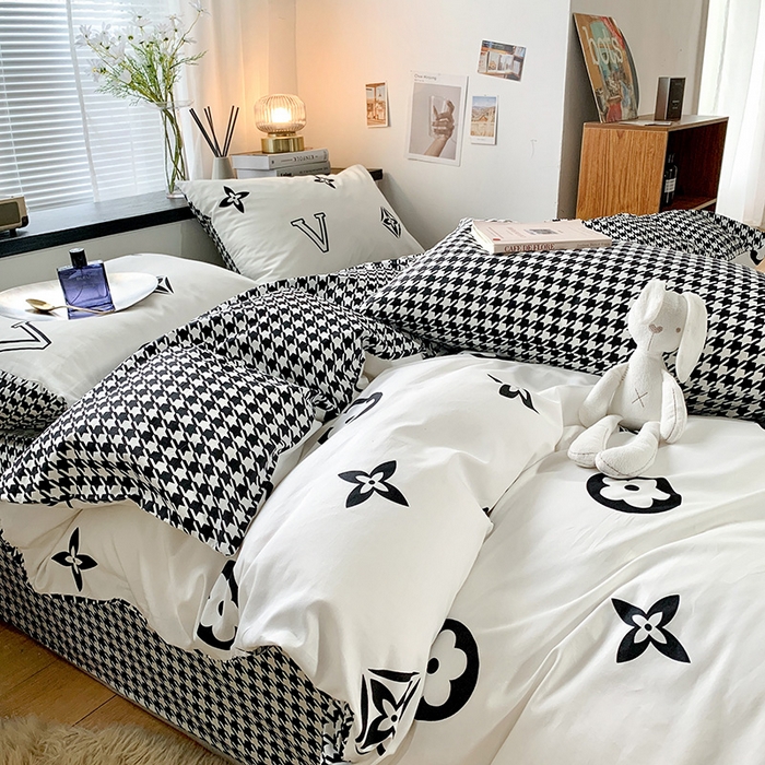 91家纺网 家纺一手货源 找家纺 （总）朵希曼 2026新款全棉北欧黑白极简系列四件套