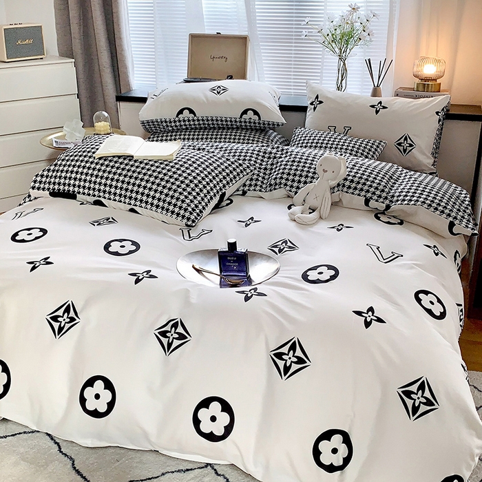 91家纺网 家纺一手货源 找家纺 （总）朵希曼 2026新款全棉北欧黑白极简系列四件套