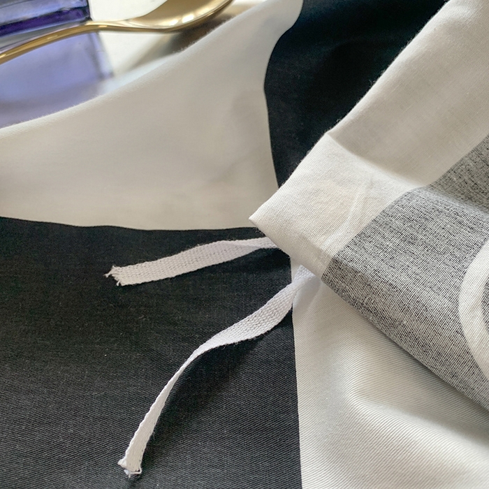 91家纺网 家纺一手货源 找家纺 朵希曼 2026新款全棉北欧黑白极简系列四件套 棋盘格小熊