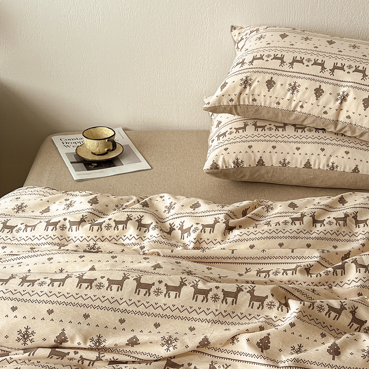 91家纺网 家纺一手货源 找家纺 （总）仟网汇 2026新款高克重加厚色织提花系列四件套小布袋包装