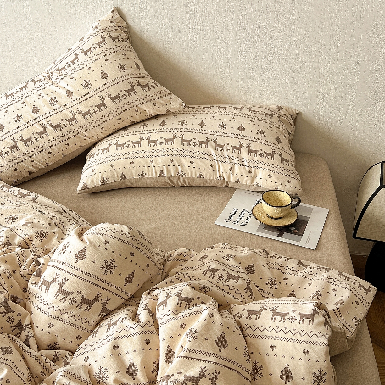 91家纺网 家纺一手货源 找家纺 （总）仟网汇 2026新款高克重加厚色织提花系列四件套小布袋包装