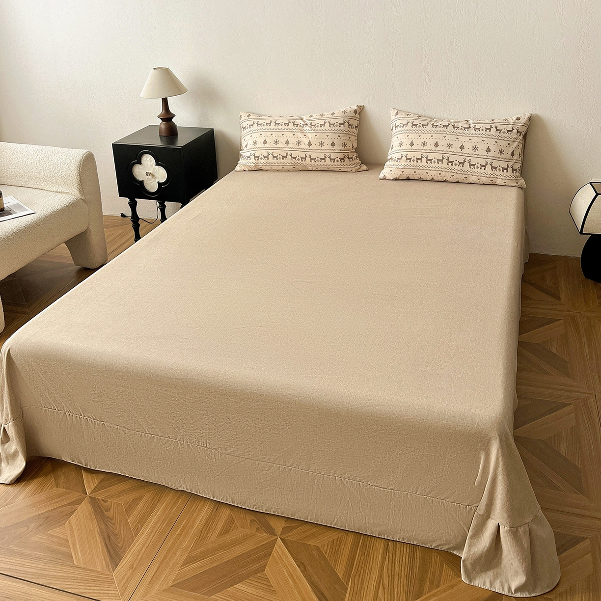 91家纺网 家纺一手货源 找家纺 仟网汇 2026新款高克重加厚色织提花系列四件套小布袋包装 北欧童话