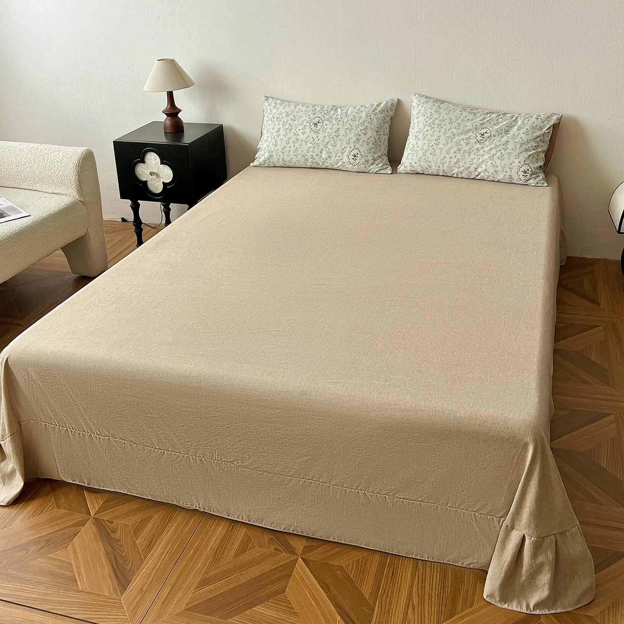 91家纺网 家纺一手货源 找家纺 仟网汇 2026新款高克重加厚色织提花系列四件套小布袋包装 岚影