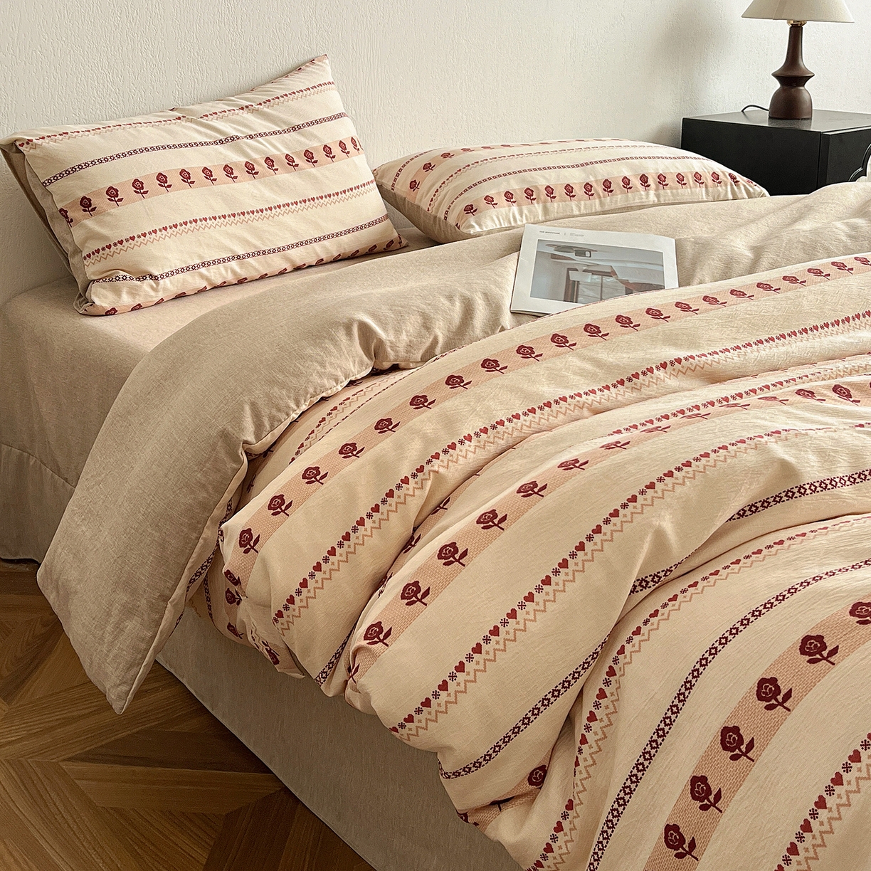 91家纺网 家纺一手货源 找家纺 仟网汇 2026新款高克重加厚色织提花系列四件套小布袋包装 玛奇朵