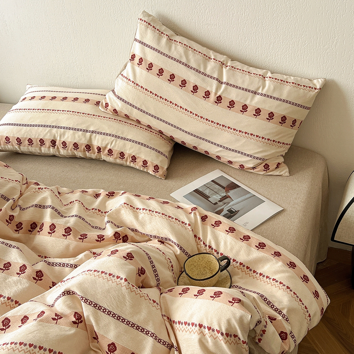 91家纺网 家纺一手货源 找家纺 仟网汇 2026新款高克重加厚色织提花系列四件套小布袋包装 玛奇朵