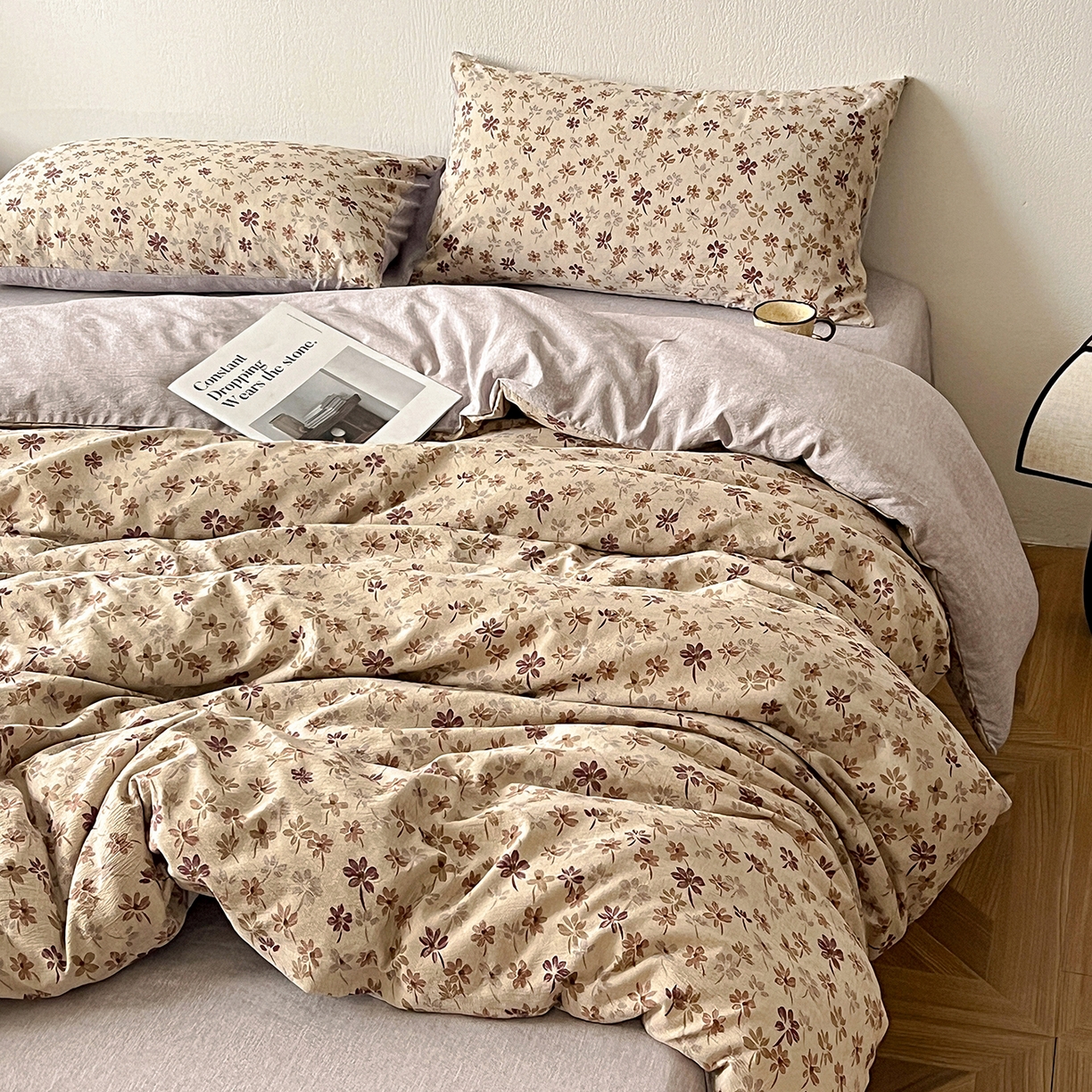 91家纺网 家纺一手货源 找家纺 仟网汇 2026新款高克重加厚色织提花系列四件套小布袋包装 漫秋