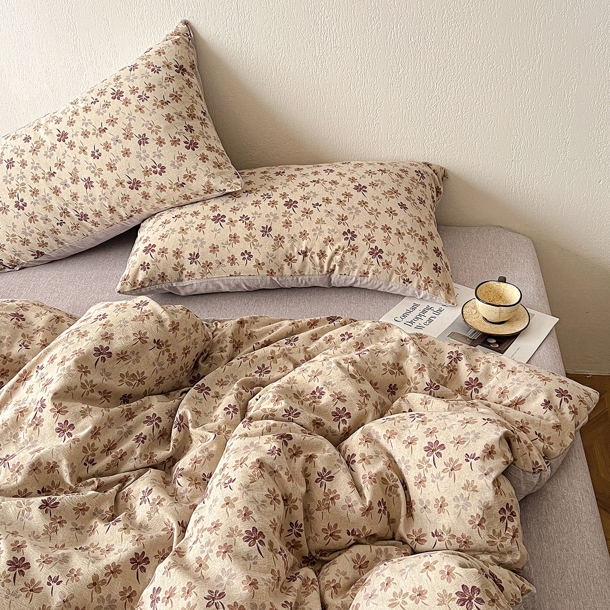 91家纺网 家纺一手货源 找家纺 仟网汇 2026新款高克重加厚色织提花系列四件套小布袋包装 漫秋