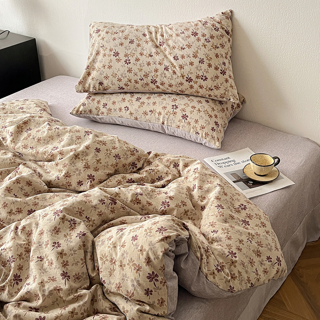 91家纺网 家纺一手货源 找家纺 仟网汇 2026新款高克重加厚色织提花系列四件套小布袋包装 漫秋