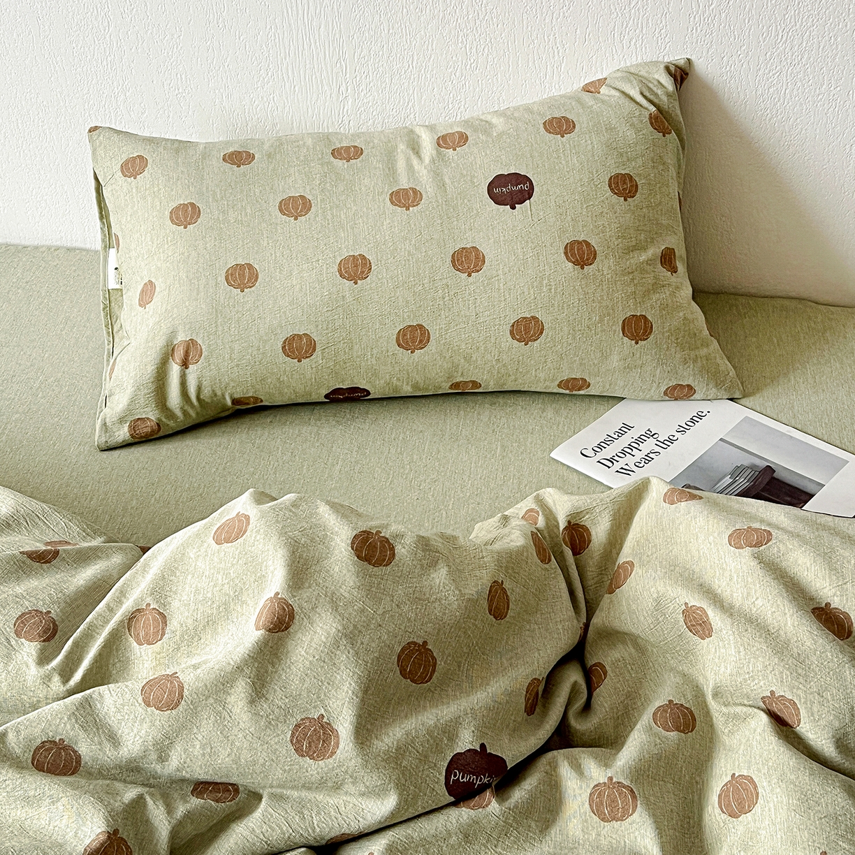 91家纺网 家纺一手货源 找家纺 仟网汇 2026新款高克重加厚色织提花系列四件套小布袋包装 暖栗南瓜