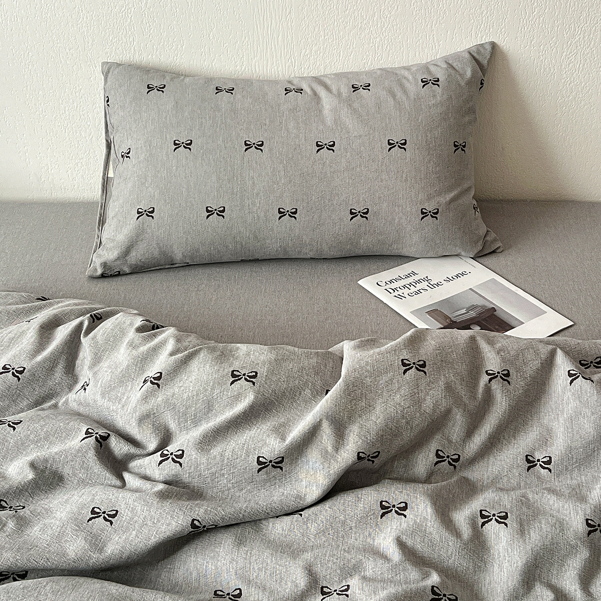 91家纺网 家纺一手货源 找家纺 仟网汇 2026新款高克重加厚色织提花系列四件套小布袋包装 少女心