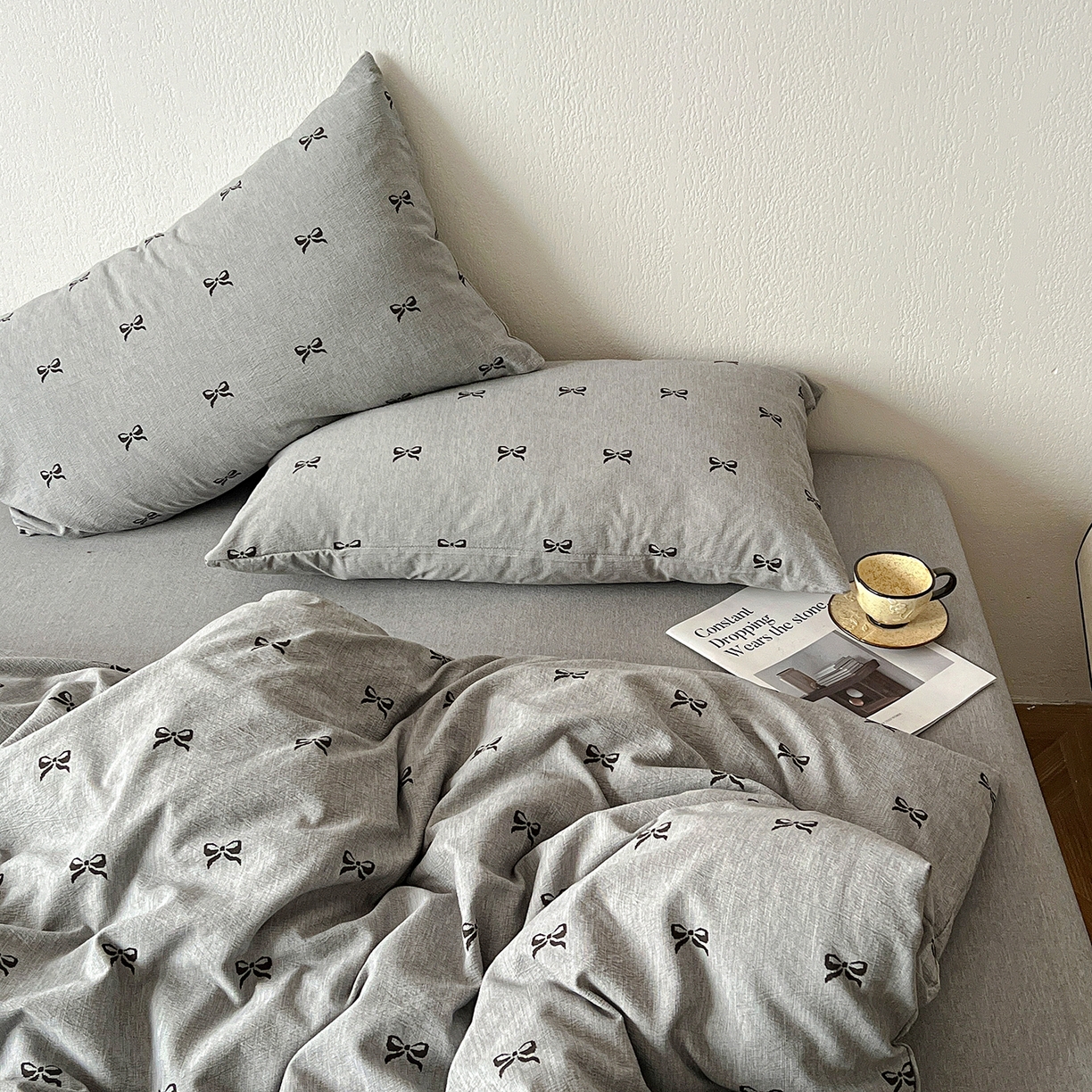 91家纺网 家纺一手货源 找家纺 仟网汇 2026新款高克重加厚色织提花系列四件套小布袋包装 少女心