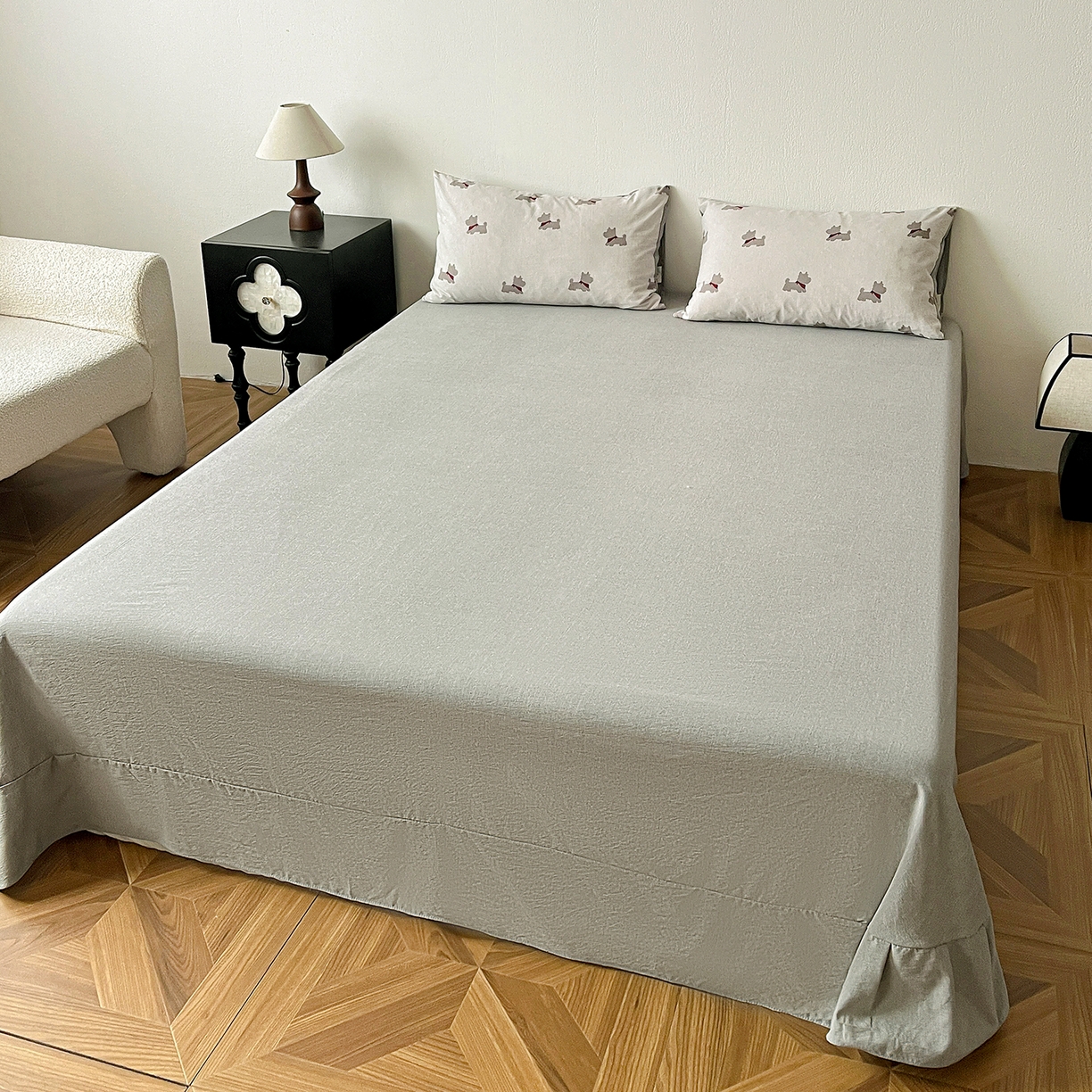 91家纺网 家纺一手货源 找家纺 仟网汇 2026新款高克重加厚色织提花系列四件套小布袋包装 汪星人