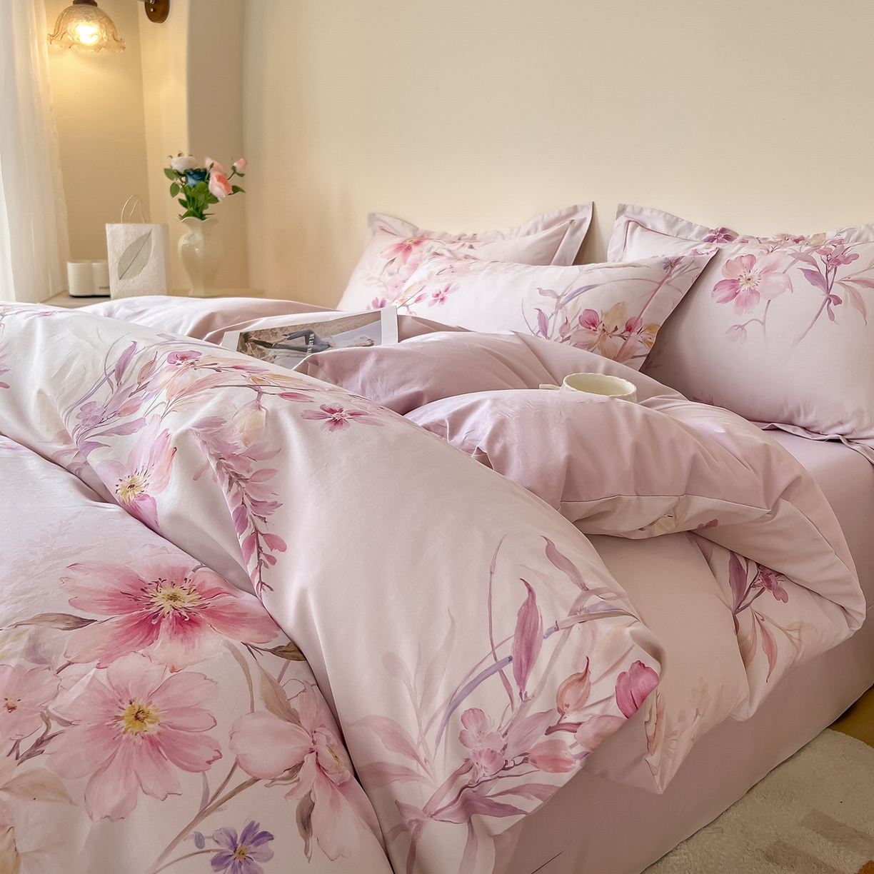 91家纺网 家纺一手货源 找家纺 （总）帛美家纺 2026新款小清新全棉纯棉印花四件套