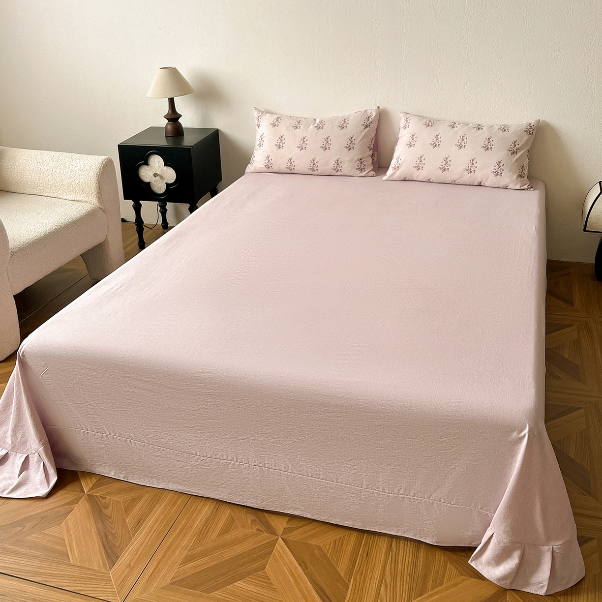 91家纺网 家纺一手货源 找家纺 仟网汇 2026新款高克重加厚色织提花系列四件套小布袋包装 紫薇