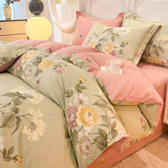 91家纺网 家纺一手货源 找家纺 （总）帛美家纺 2026新款小清新全棉纯棉印花四件套