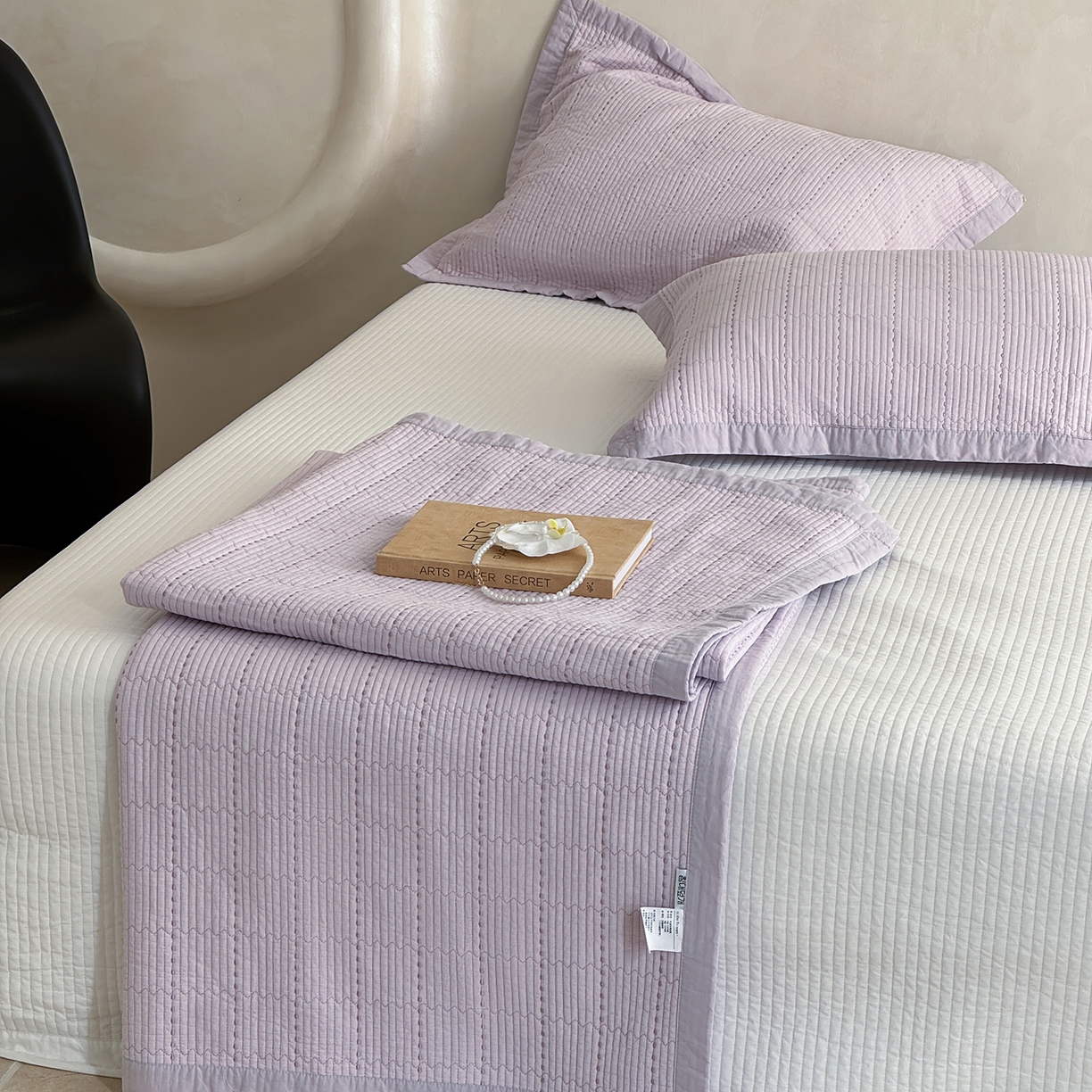 91家纺网 家纺一手货源 找家纺 （总）床盖工厂店 2026新款双面全棉水洗棉花糖床盖三件套-米通格系列