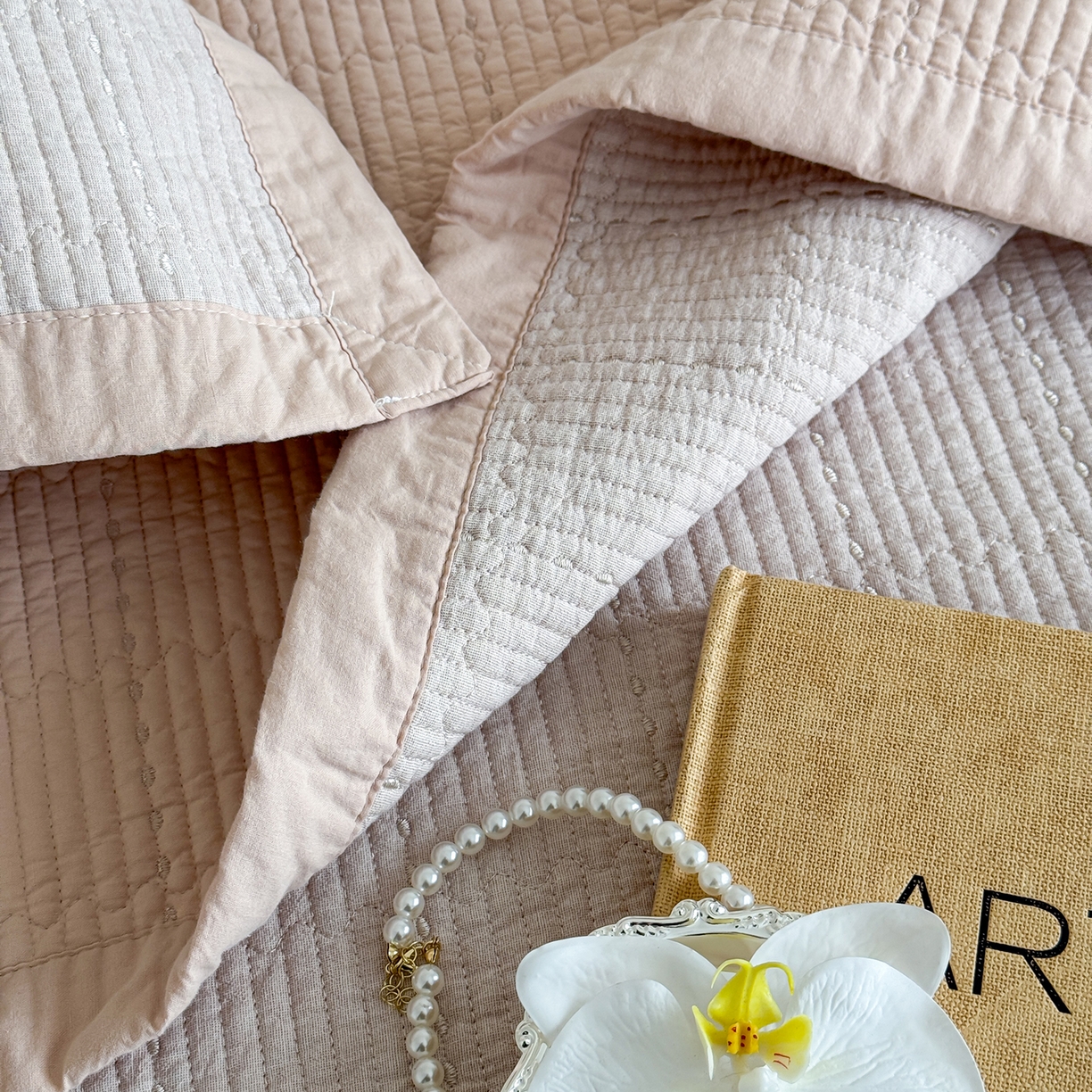 91家纺网 家纺一手货源 找家纺 床盖工厂店 2026新款双面全棉水洗棉花糖床盖三件套-米通格系列 米通格-咖色