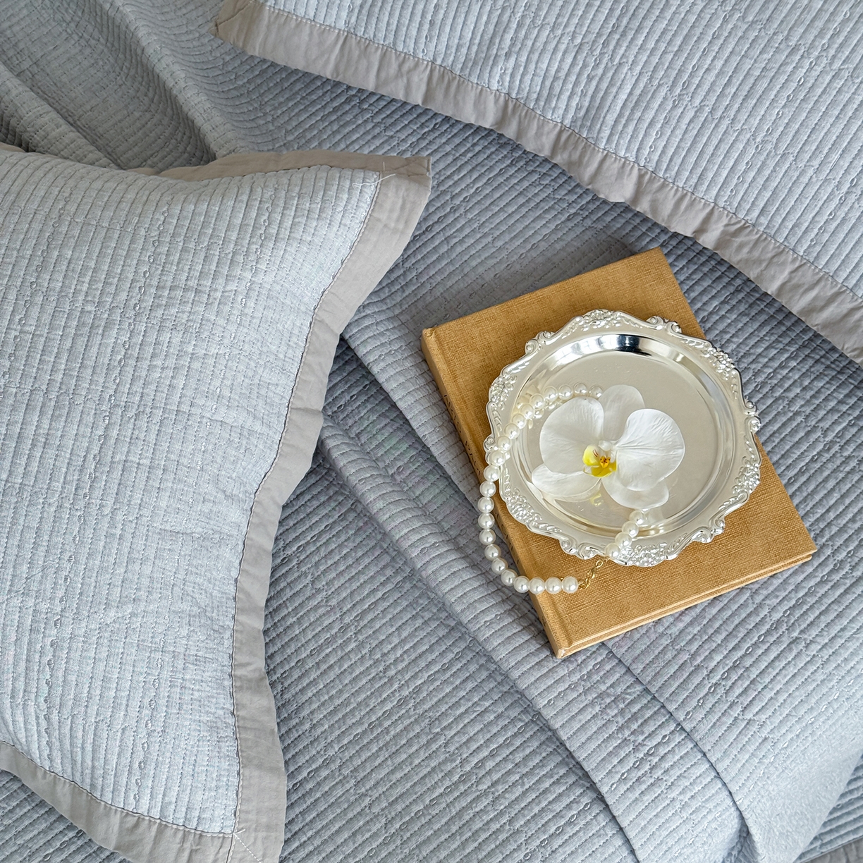 91家纺网 家纺一手货源 找家纺 床盖工厂店 2026新款双面全棉水洗棉花糖床盖三件套-米通格系列 米通格-灰色