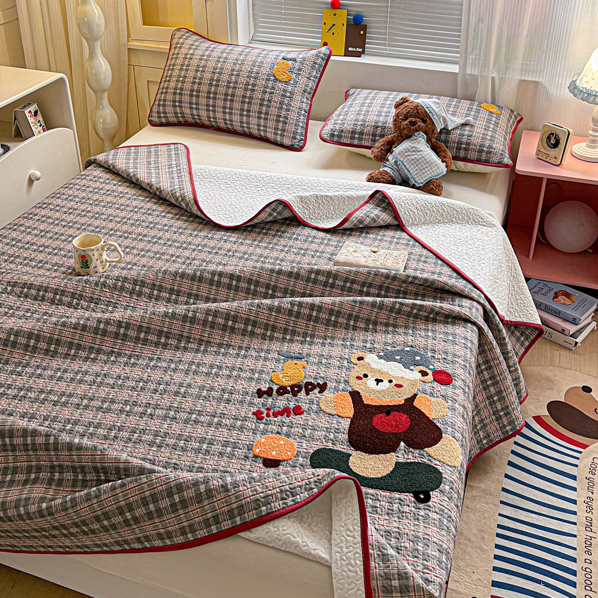 91家纺网 家纺一手货源 找家纺 （总）鑫喜莱家纺 2026新款全棉纯棉原创毛巾绣床盖三件套单床盖软床垫