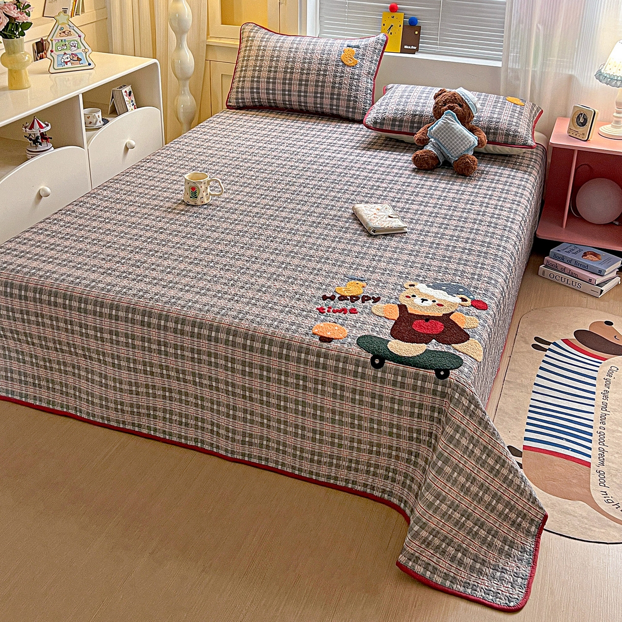 91家纺网 家纺一手货源 找家纺 （总）鑫喜莱家纺 2026新款全棉纯棉原创毛巾绣床盖三件套单床盖软床垫