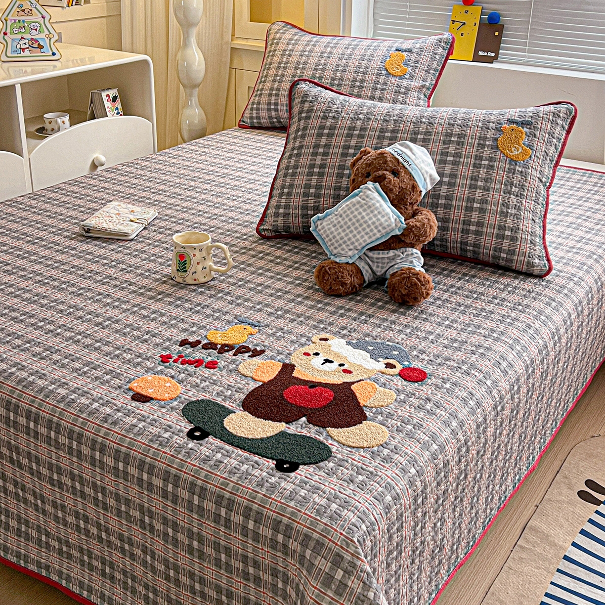 91家纺网 家纺一手货源 找家纺 （总）鑫喜莱家纺 2026新款全棉纯棉原创毛巾绣床盖三件套单床盖软床垫