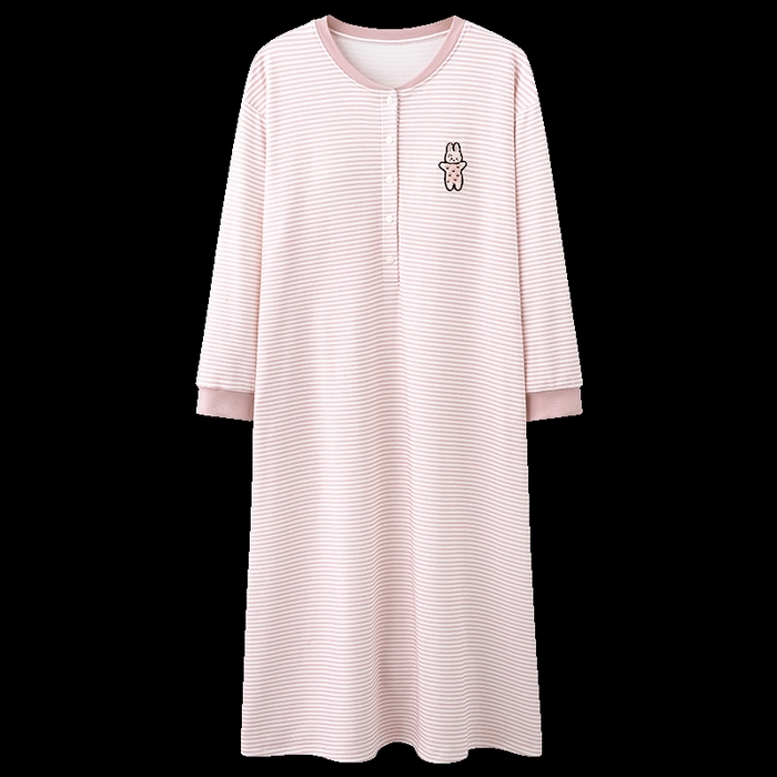 91家纺网 家纺一手货源 找家纺 洛兰沙家居馆 2026新款长袖全棉纯棉孕妇睡裙女带胸垫产前产后哺乳喂奶月子服连衣裙 月子裙4