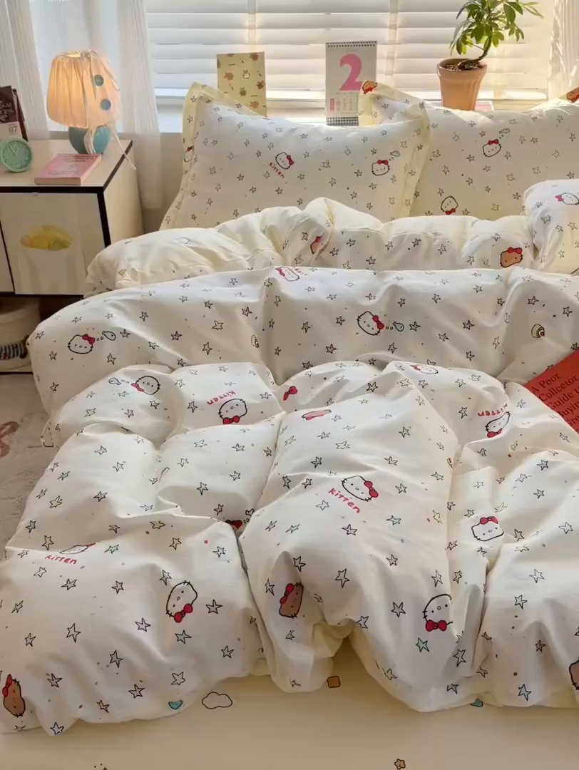 91家纺网 家纺一手货源 找家纺 （总）女子家纺 2026新款全棉网红直播热款吊边一字绣工艺款四件套-系列三