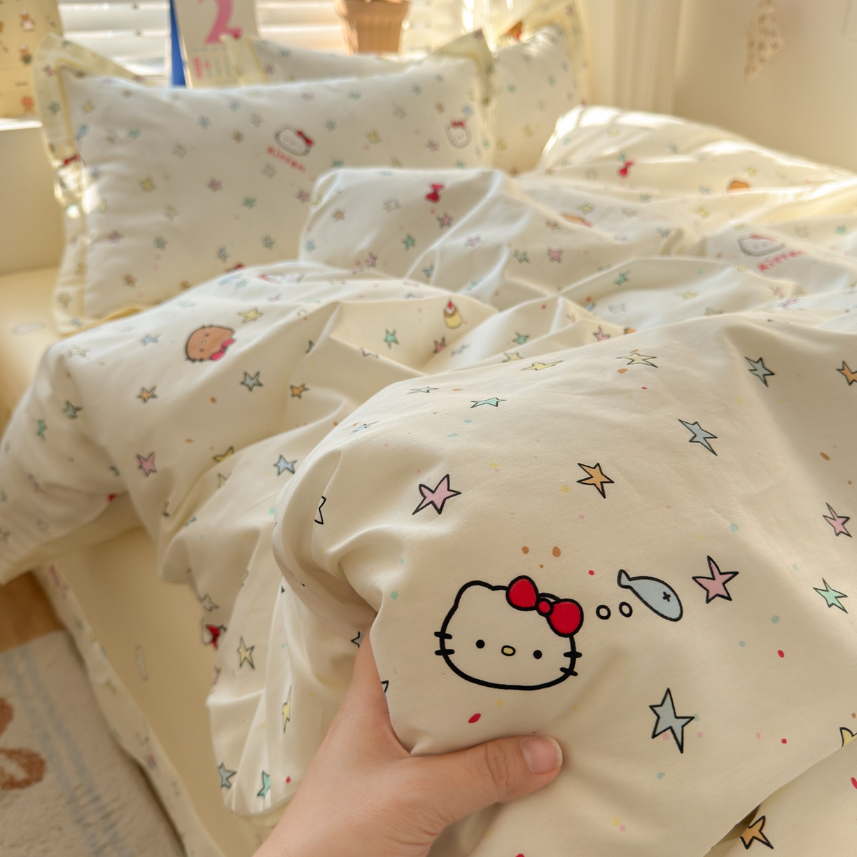 91家纺网 家纺一手货源 找家纺 （总）女子家纺 2026新款全棉网红直播热款吊边一字绣工艺款四件套-系列三