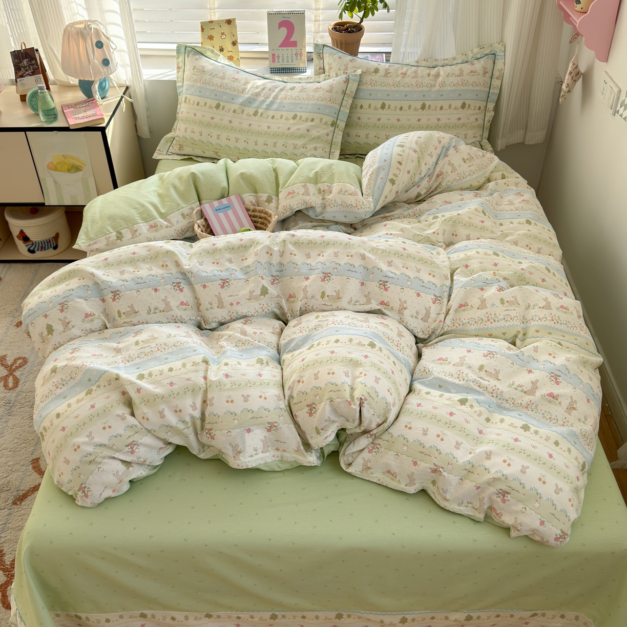 91家纺网 家纺一手货源 找家纺 （总）女子家纺 2026新款全棉网红直播热款吊边一字绣工艺款四件套-系列三