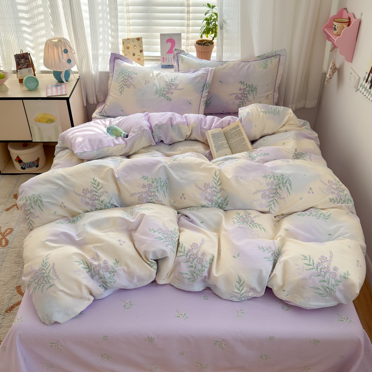 91家纺网 家纺一手货源 找家纺 （总）女子家纺 2026新款全棉网红直播热款吊边一字绣工艺款四件套-系列三