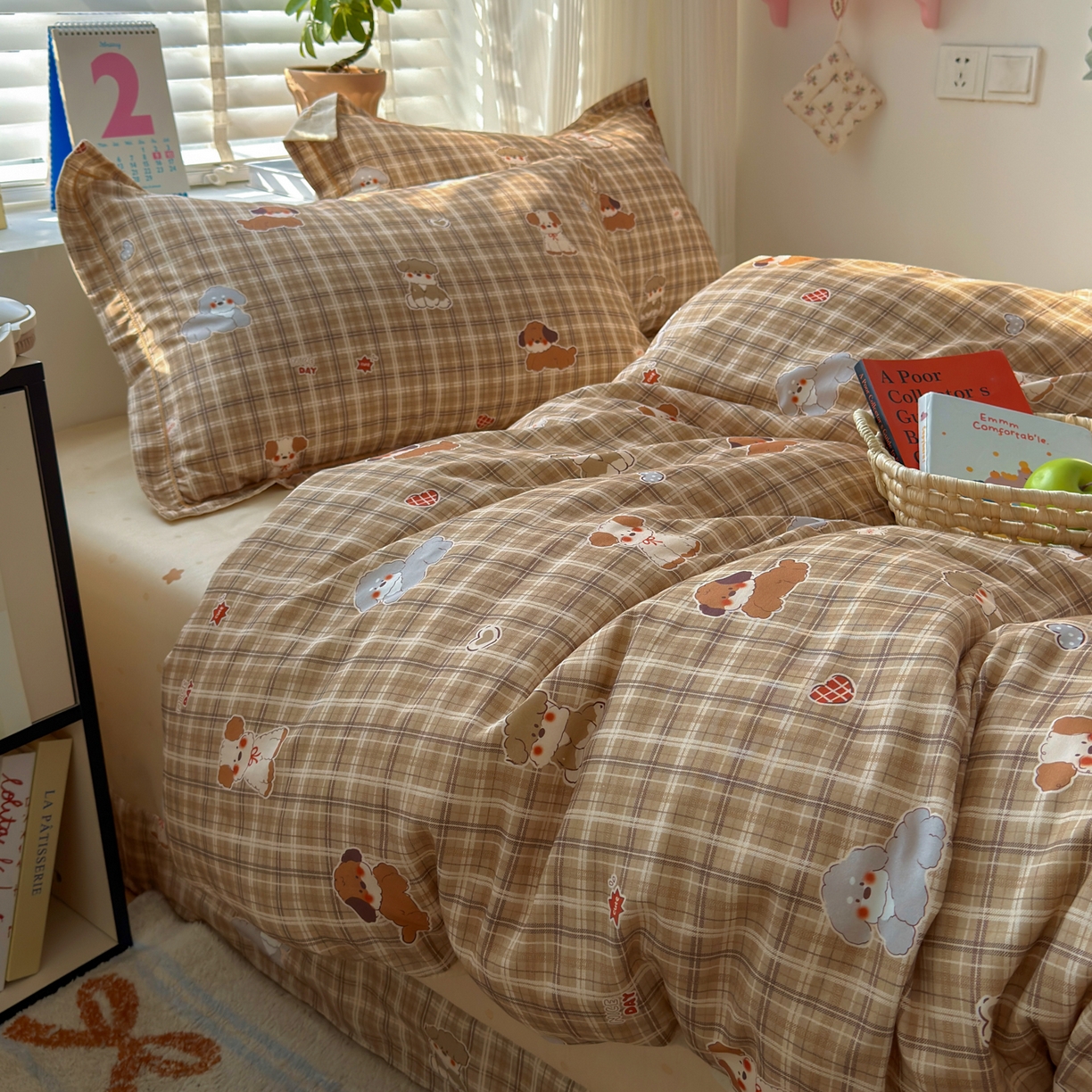 91家纺网 家纺一手货源 找家纺 女子家纺 2026新款全棉网红直播热款吊边一字绣工艺款四件套-系列三 哈哈狗