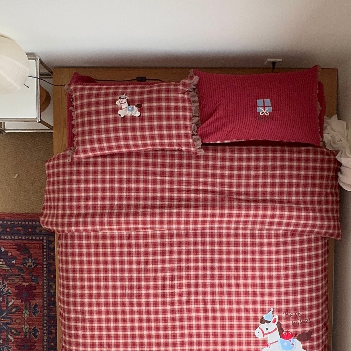 91家纺网 家纺一手货源 找家纺 （总）RYB红黄兰 2026年新款设计师原创全棉色织水洗棉贴布绣三件套四件套-幸福加马