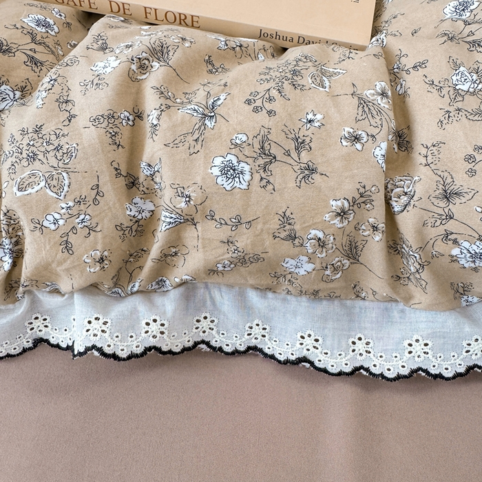 91家纺网 家纺一手货源 找家纺 仟网汇 2026新款A类仿棉古法水洗棉法式小清新花边四件套美式