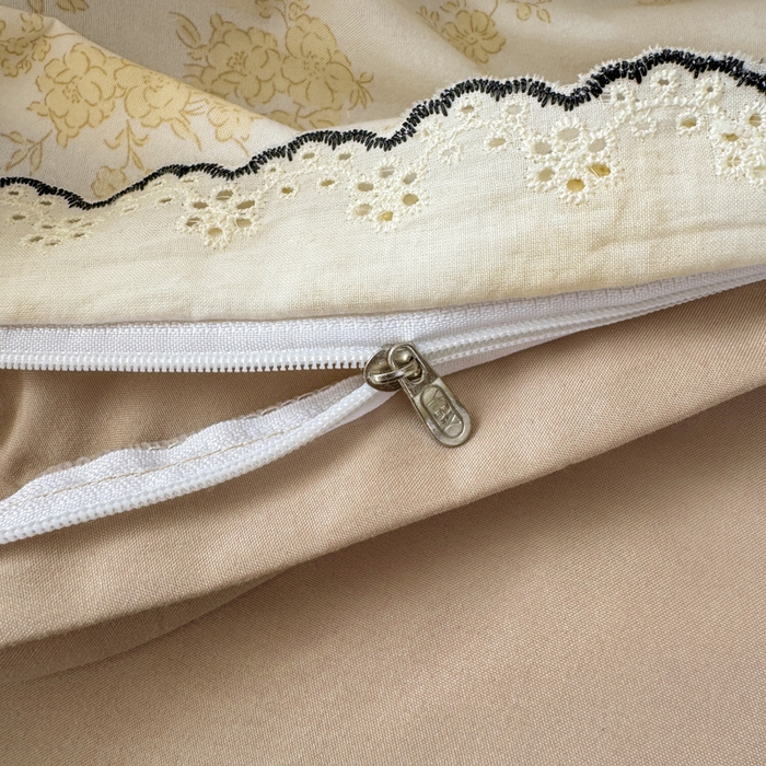 91家纺网 家纺一手货源 找家纺 仟网汇 2026新款A类仿棉古法水洗棉法式小清新花边四件套南瓜童话