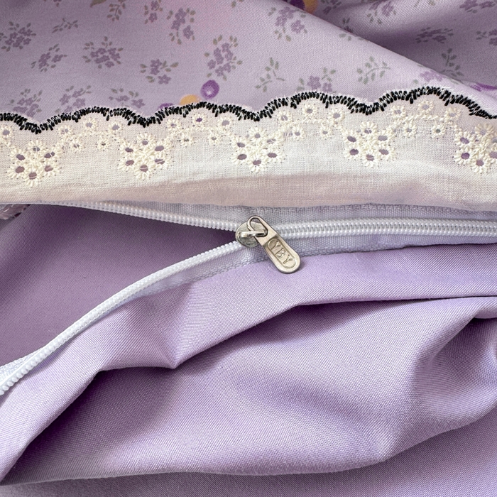 91家纺网 家纺一手货源 找家纺 仟网汇 2026新款A类仿棉古法水洗棉法式小清新花边四件套水晶葡萄